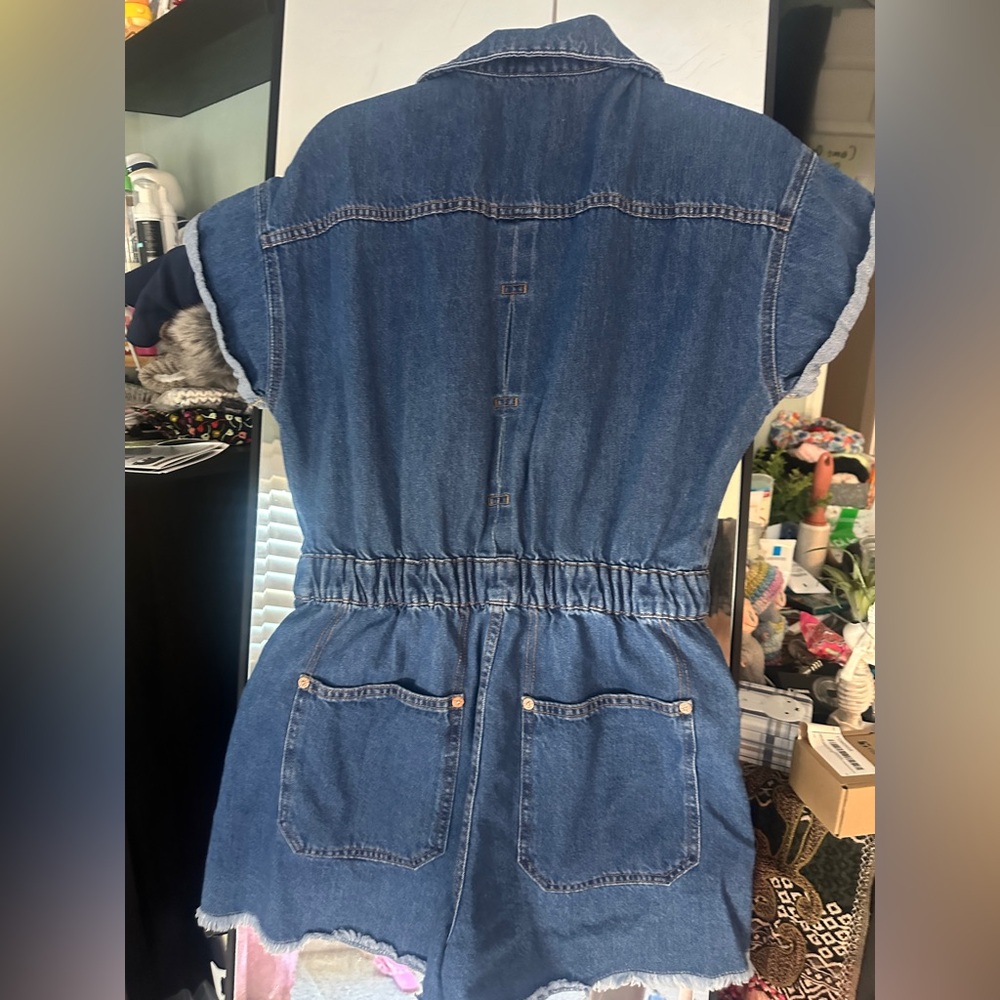 We The Free Blue Denim Short Romper - Picture 11 of 15